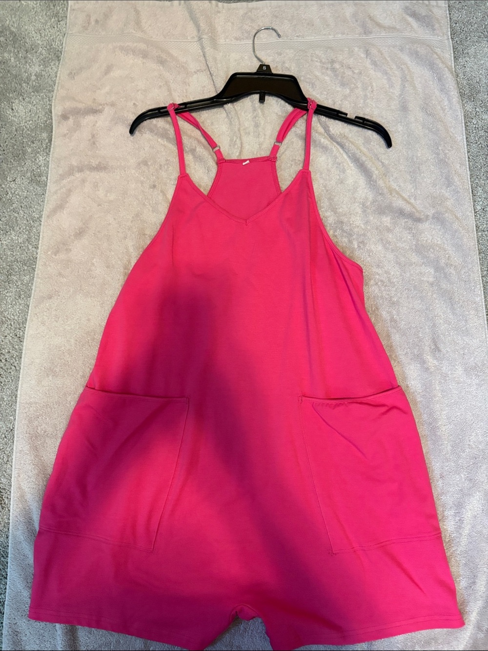 Women's Hot Pink Pocket Romper - Size Small